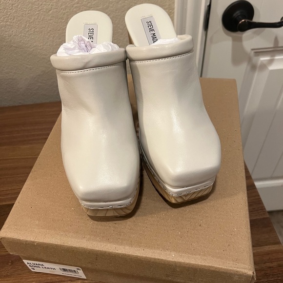 Steve Madden wood/leather clogs size 9 - Picture 3 of 6